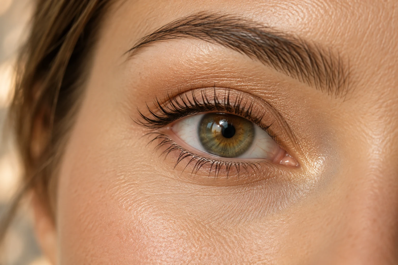 Illustrative Nahaufnahme von Auge und Wimpern